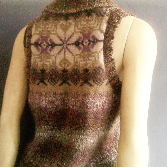 Woolrich Kendall Creek Fairisle Snowflake Sweater Shawl Collar Vest M - Picture 9 of 14